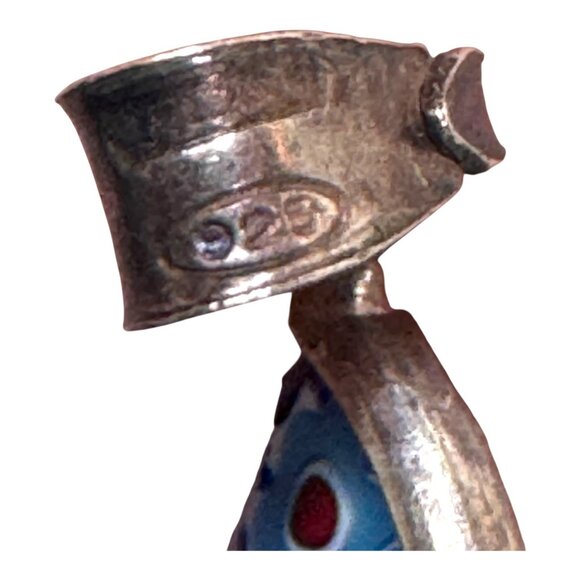 Vintage Millefiori Glass Pendant Signed CM 925 Sterling Silver Italy Flowers - Picture 4 of 7